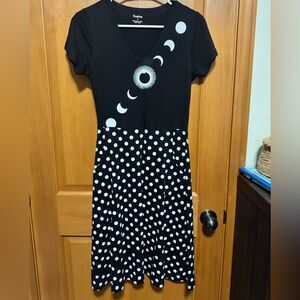 Eclipse Black and White Polka Dot Midi Dress